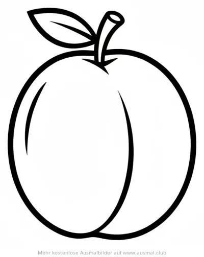 Pflaume Ausmalbild mit Stiel und Blatt