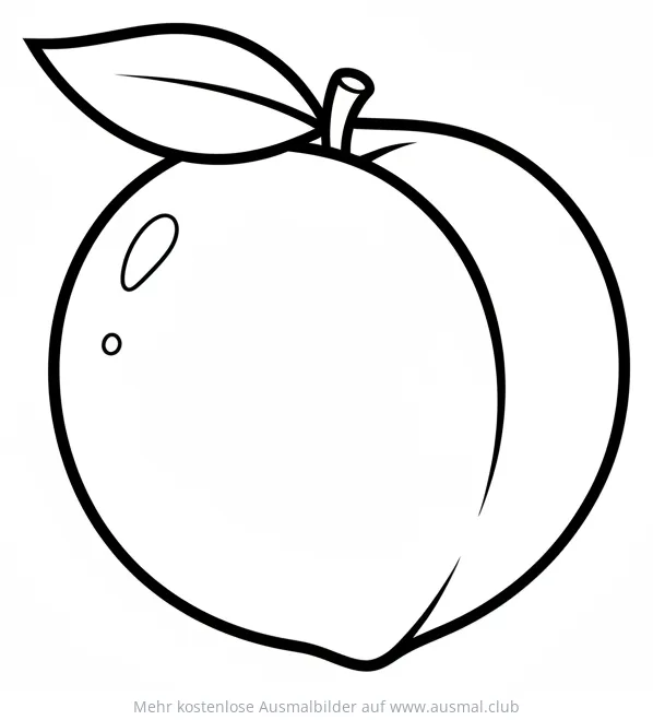 Pfirsich Ausmalbild mit Blatt