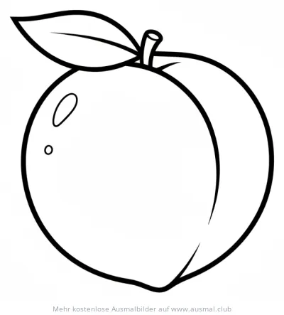 Pfirsich Ausmalbild mit Blatt