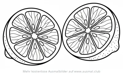 Zwei angeschnittene Zitronen Hälften Ausmalbild