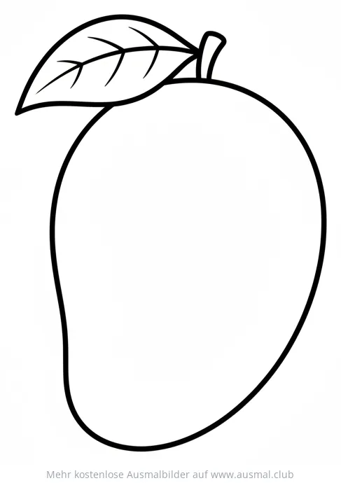 Mango Ausmalbild mit Blatt