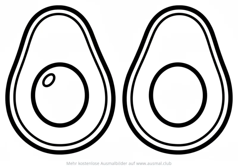 Avocado Hälften Ausmalbild