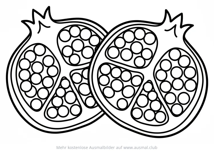 Granatapfel Ausmalbild mit Kernen