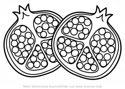 Granatapfel Ausmalbild mit Kernen