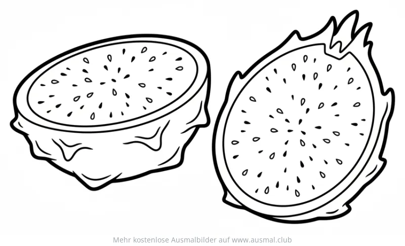 Drachenfrucht Ausmalbild, zwei Hälften