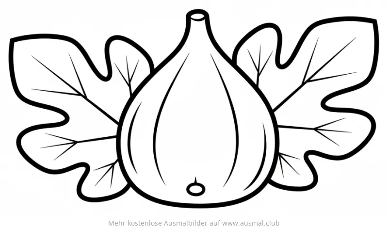 Feige Ausmalbild mit Blättern