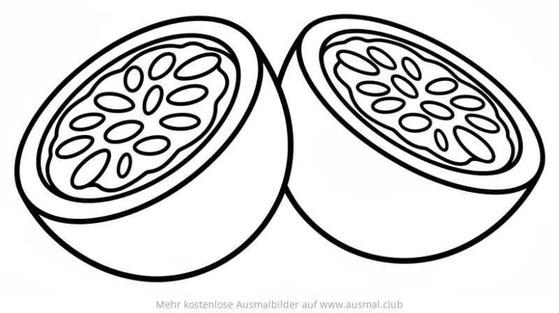 Halbierte Passionsfrucht Ausmalbild