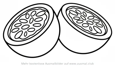 Halbierte Passionsfrucht Ausmalbild
