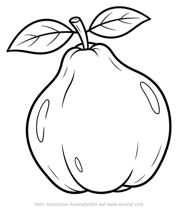 Quitte Ausmalbild mit Blättern
