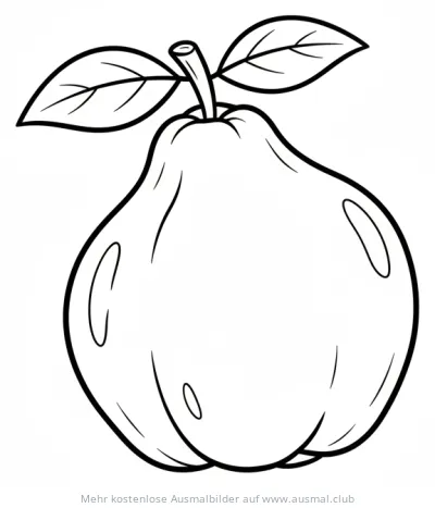 Quitte Ausmalbild mit Blättern