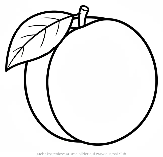 Nektarine Ausmalbild mit Blatt