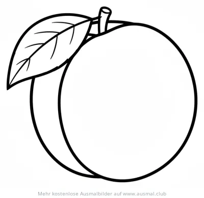 Nektarine Ausmalbild mit Blatt