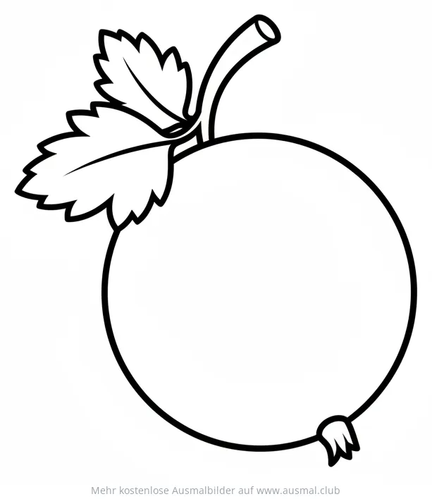 Stachelbeere Ausmalbild mit Blättern