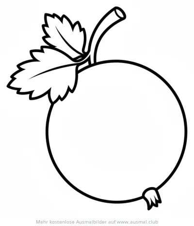 Stachelbeere Ausmalbild mit Blättern