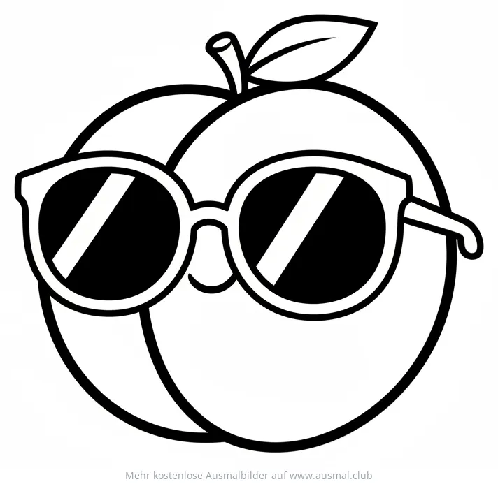 Pfirsich mit Sonnenbrille Ausmalbild