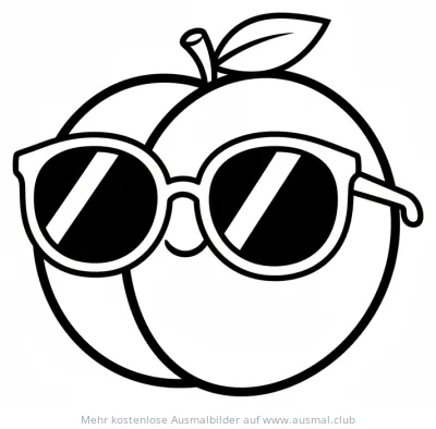 Pfirsich mit Sonnenbrille Ausmalbild