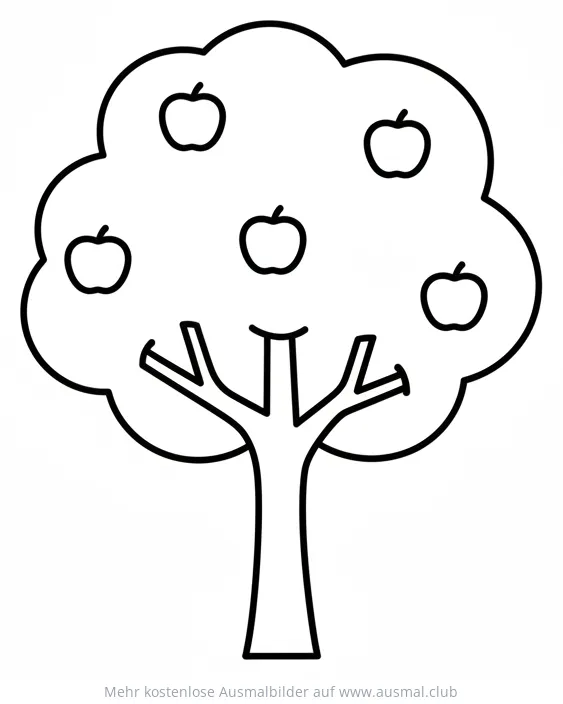 Apfelbaum mit Äpfeln Ausmalbild