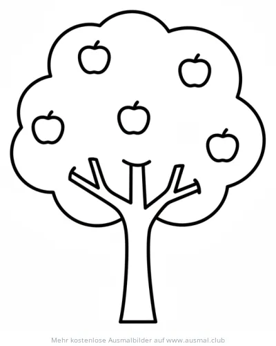Apfelbaum mit Äpfeln Ausmalbild