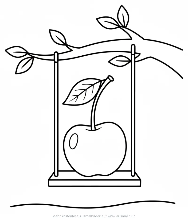 Kirsche auf Schaukel Ausmalbild