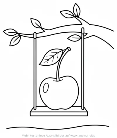 Kirsche auf Schaukel Ausmalbild