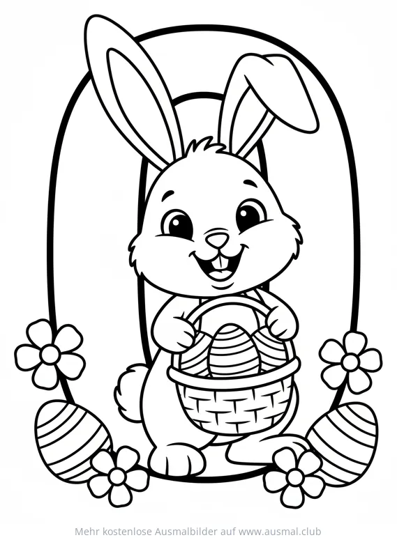 Buchstabe O mit Osterhase Ausmalbild