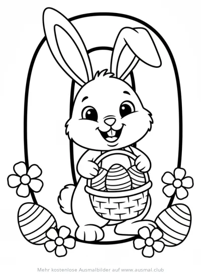 Buchstabe O mit Osterhase Ausmalbild