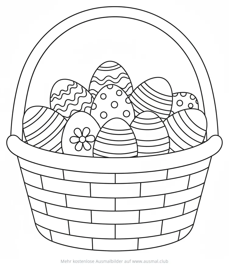 Korb mit Ostereiern Ausmalbild