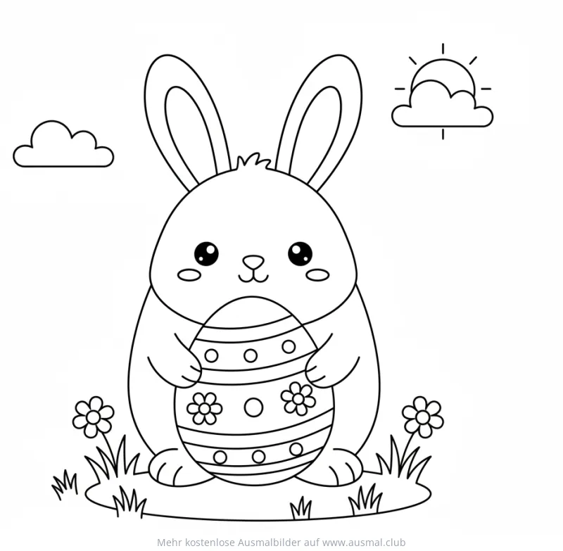 Osterhase mit Osterei Ausmalbild