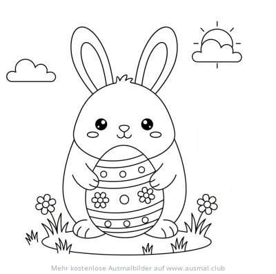 Osterhase mit Osterei Ausmalbild