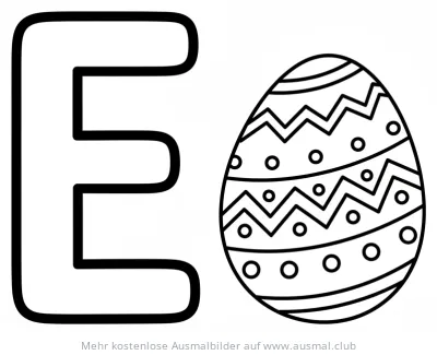 Buchstabe E mit Osterei Ausmalbild