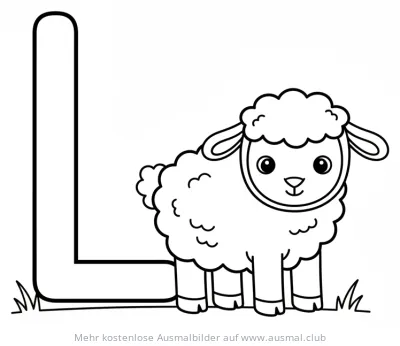 Buchstabe L mit Lamm Ausmalbild