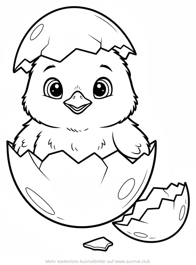 Küken schlüpft aus Ei Ausmalbild