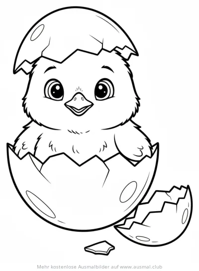 Küken schlüpft aus Ei Ausmalbild
