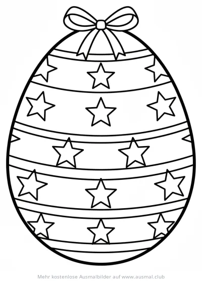 Osterei mit Sternen und Schleife Ausmalbild