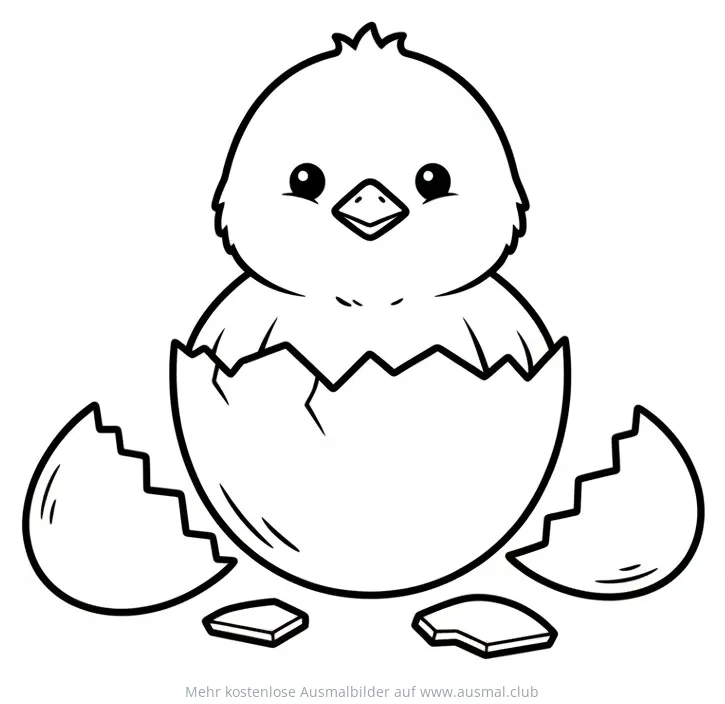 Küken schlüpft aus Osterei Ausmalbild