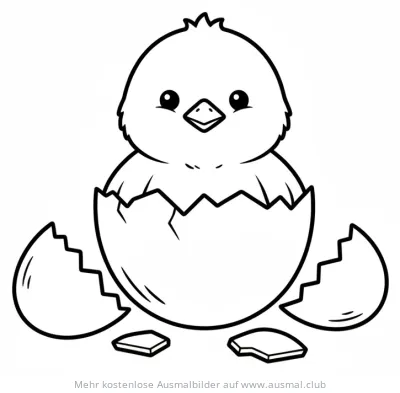 Küken schlüpft aus Osterei Ausmalbild