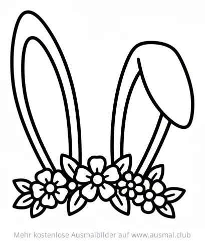 Hasenohren mit Blumenkranz Ausmalbild