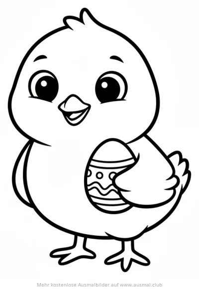Küken mit Osterei Ausmalbild