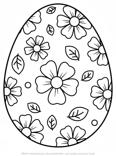 Osterei Ausmalbild mit Blumenmuster
