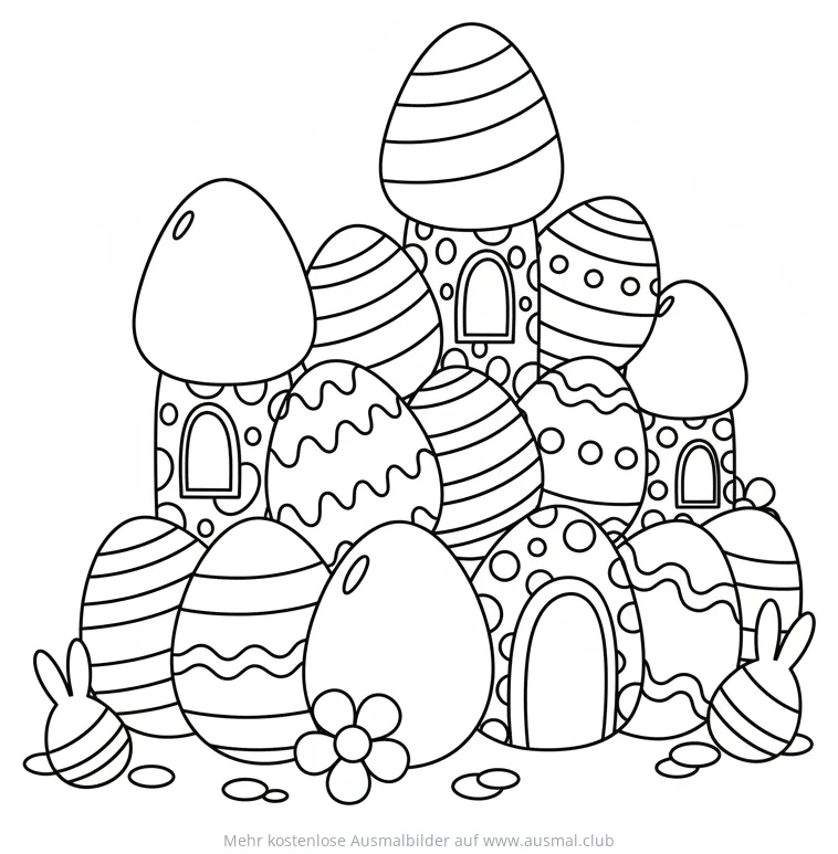 Eierschloss aus Ostereiern Ausmalbild