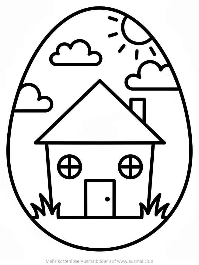 Haus im Osterei Ausmalbild