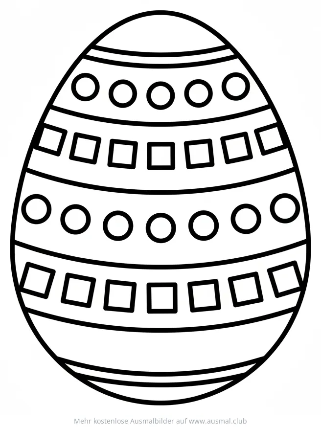 Osterei mit Kreisen und Quadraten Ausmalbild