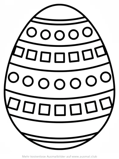 Osterei mit Kreisen und Quadraten Ausmalbild