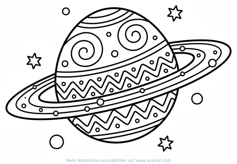 Planetenförmiges Osterei mit Sternen Ausmalbild