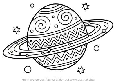 Planetenförmiges Osterei mit Sternen Ausmalbild