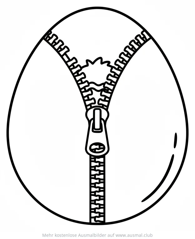 Osterei mit Reißverschluss Ausmalbild