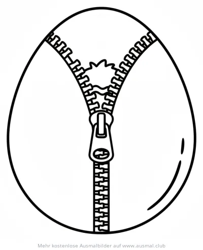 Osterei mit Reißverschluss Ausmalbild
