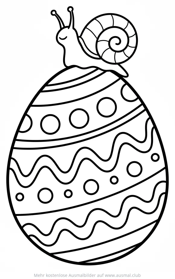 Schnecke auf Osterei Ausmalbild