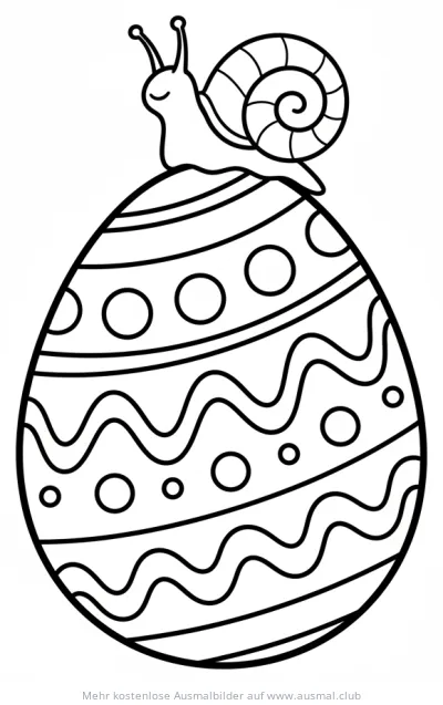 Schnecke auf Osterei Ausmalbild