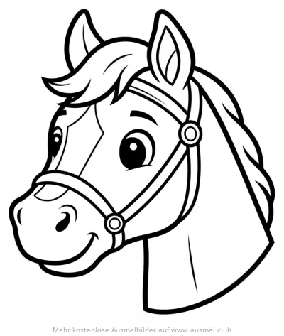 Freundlicher Pferdekopf Ausmalbild im Comic-Stil